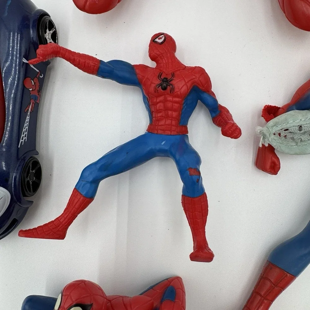 Marvel Spider-Man Action Figure Lot 8pc Set Large Figure Toy Car Web Wings